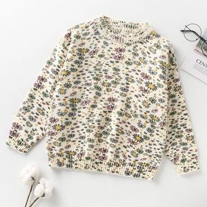 Girls Floral Pattern Multicolor Sweater | Size 11-12Y